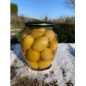 Olives vertes au poivron rouge et ail - 390gr