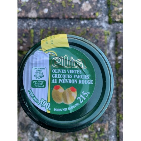 Olives vertes farcies au poivron rouge ELITA  - 390gr