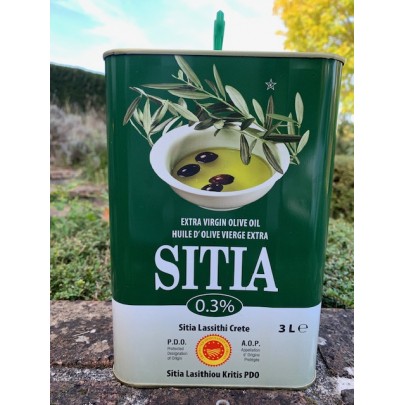 Huile d’olive AOP Sitia 0.3 – Extra vierge – Bidon 3L
